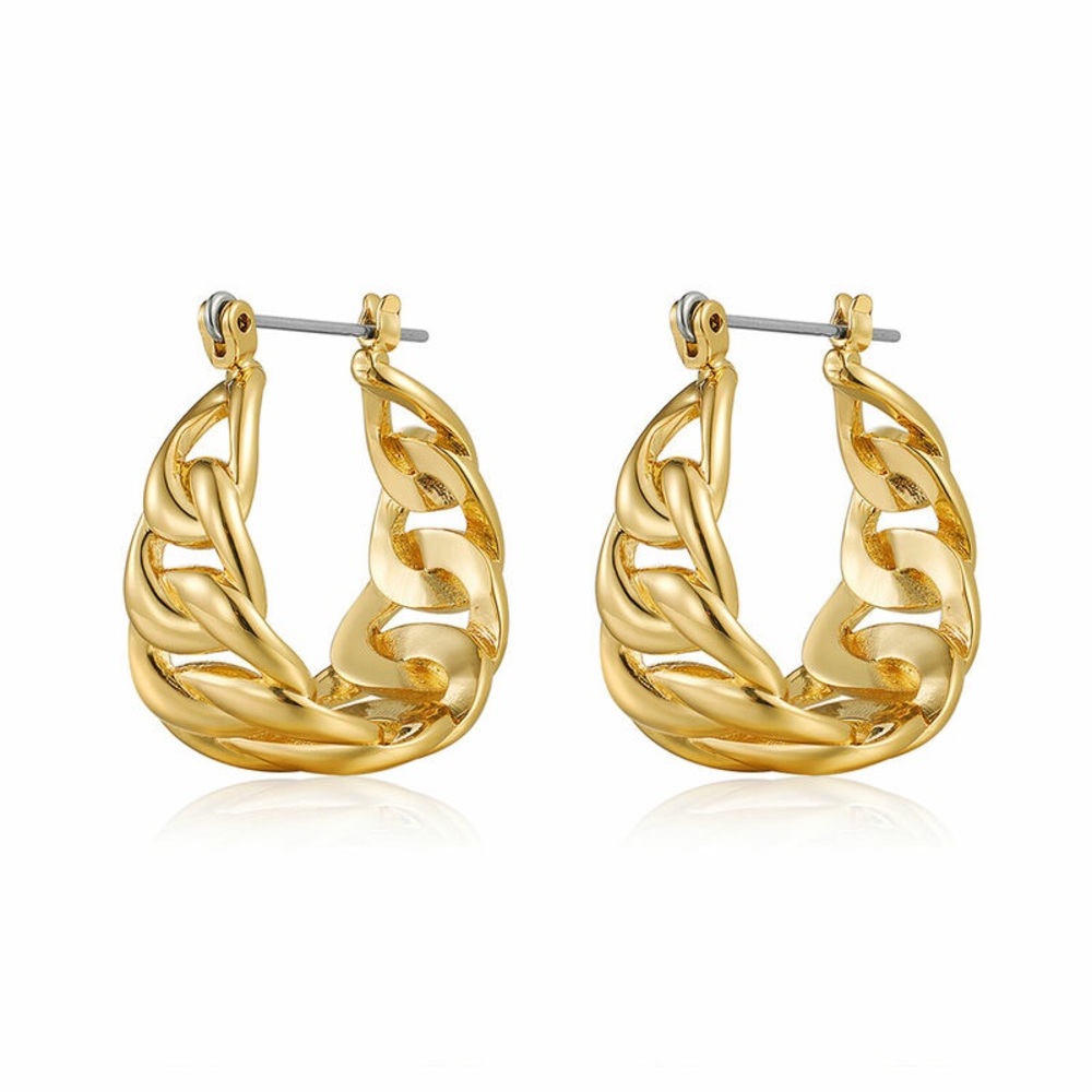 Luv Aj Chain Hoop Earrings Gold